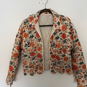 UO Quilted Floral Cropped Jacket